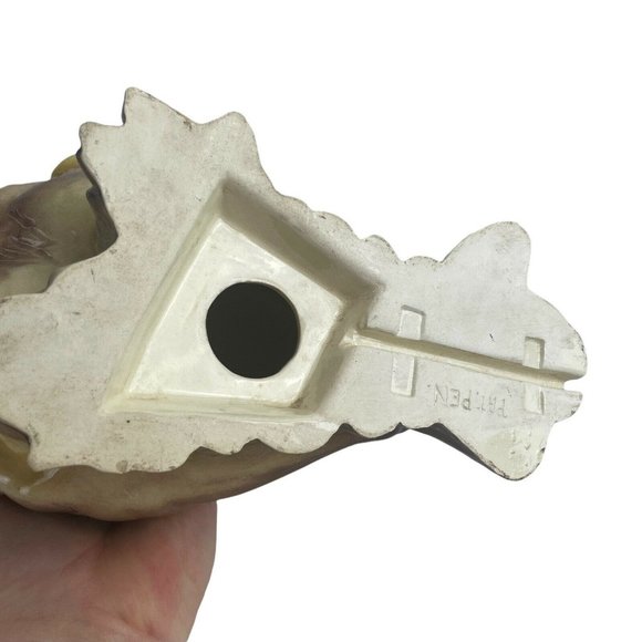 Vintage Large Ceramic Hand Painted Kitschy  Owl Statue Figurine Marble Eyes 8.75 - Picture 8 of 12